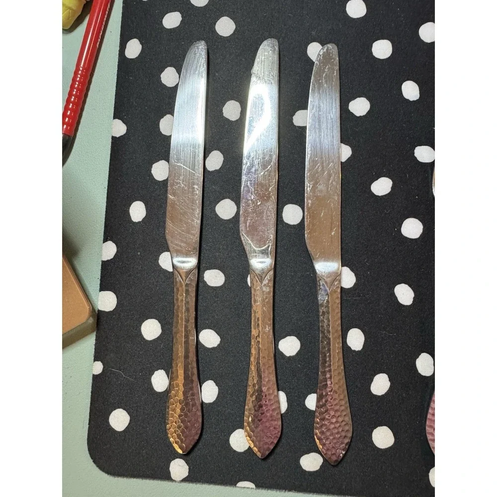 12 Piece Martha Stewart MSE Stainless Steel Hammered Silverware Replacements